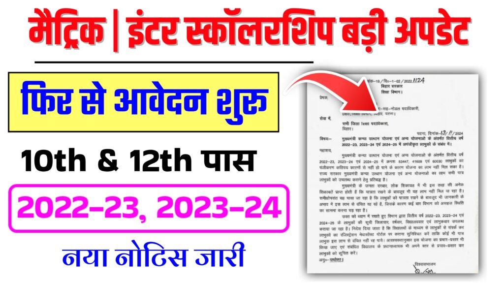 Bihar Matric Inter Pass Scholarship 2024